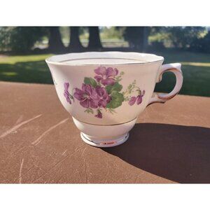 Colclough Bone China Tea Cup Purple Flowers Gold Trim CUP ONLY Made in England
